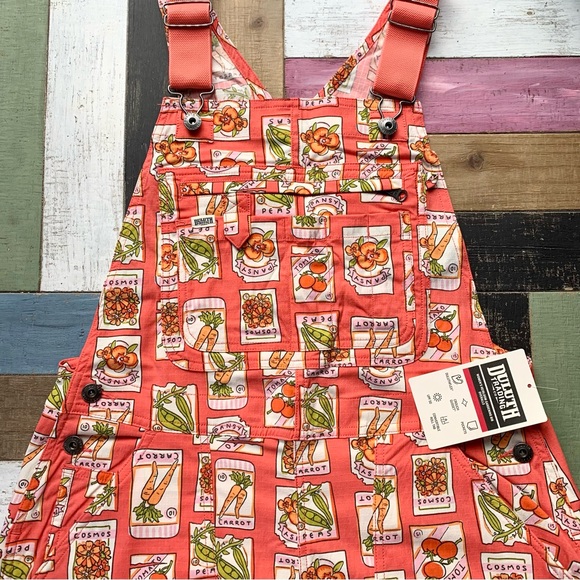NWT Duluth Small x31L Heirloom Gardening Bib Overalls Coral Seed Packets Farming - Picture 5 of 10